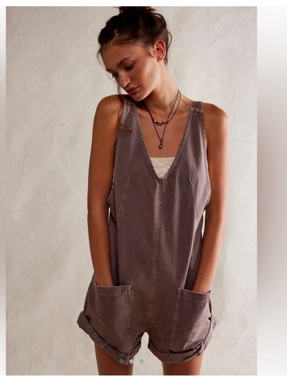 Free People High Roller Shortall Romper Sz S